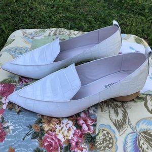 Jeffrey Campbell Viona White Croco Pointed Toe Loafers Women’s Sz. 7.5